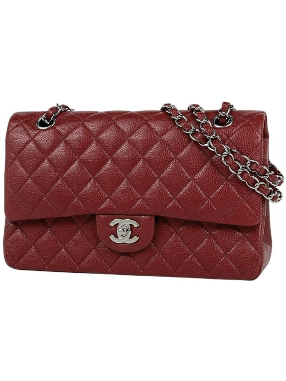 Chanel Shoulder Bag Quilted Double Flap CC Logo Caviar Leather